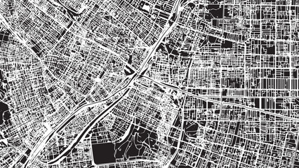 grunge watermark. Halftone map generated with small black round points. vector map of buildings, highway, 