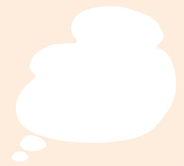 one white empty thought bubble hand drawn on light pink background