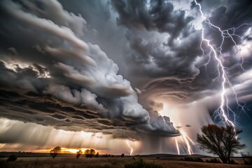Dramatic Thunderstorm Sky Epic Lightning and Cloudscape