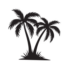 Tropical Palm Trees Black Silhouette