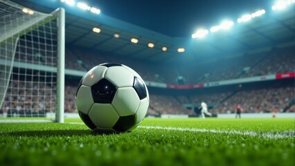 Soccer Ball In Stadium On Field