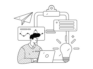 Invite friends to conduct questionnaire flat vector concept operation hand drawn illustration
