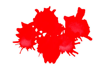 Red watercolor splash with dynamic splash effect on transparent background. Watercolor brush.