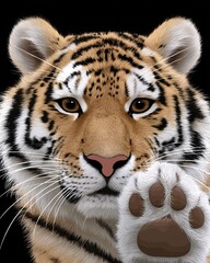 Obraz premium Realistic Portrait of a Majestic Tiger with Striking Features and Intense Expression