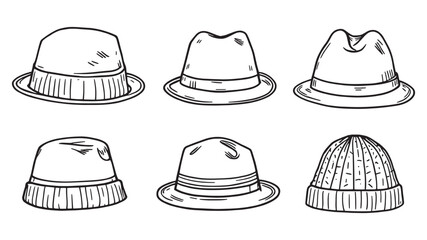 Wool Hat Line Art Illustration in Minimalist Artistic Style