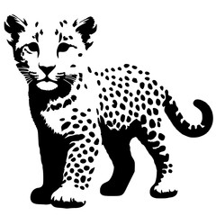 Leopard cub silhouette