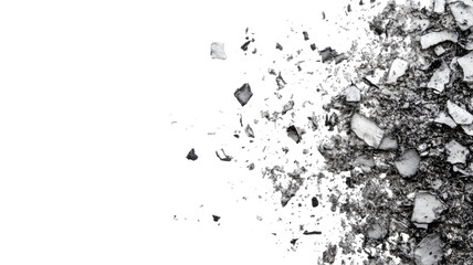 Obraz premium Burnt Cigarette Ash Scattered on Clean White Background