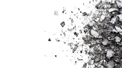 Burnt Cigarette Ash Scattered on Clean White Background