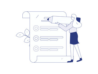 Invite friends to conduct questionnaire flat vector concept operation hand drawn illustration
