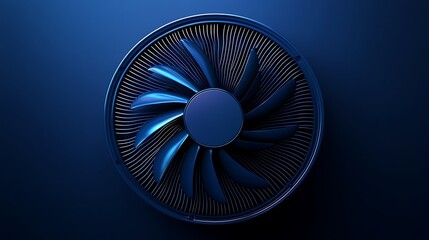Blue Cooling Fan with Tech Detail.