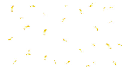 Celebration confetti in gold decor party background with transparent back