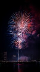 Cityscape Fireworks Night Display