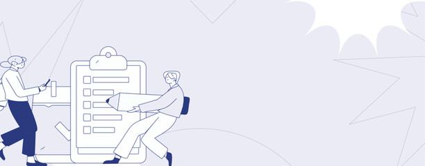 Invite friends to conduct questionnaire flat vector concept operation hand drawn illustration
