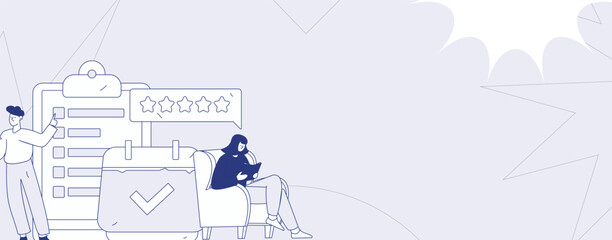 Invite friends to conduct questionnaire flat vector concept operation hand drawn illustration
