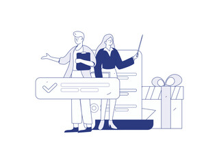 Invite friends to conduct questionnaire flat vector concept operation hand drawn illustration
