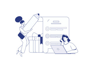 Invite friends to conduct questionnaire flat vector concept operation hand drawn illustration
