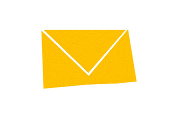 Illustration of an envelope icon made of yellow paper on a transparent background.