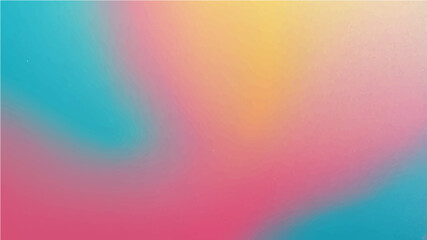 Abstract pink, yellow and turquoise gradient noisy grain background texture