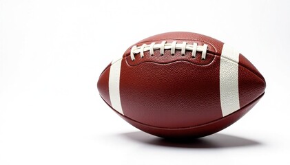 Leather football isolated on pure white backdrop , studio shot, sports equipment, training