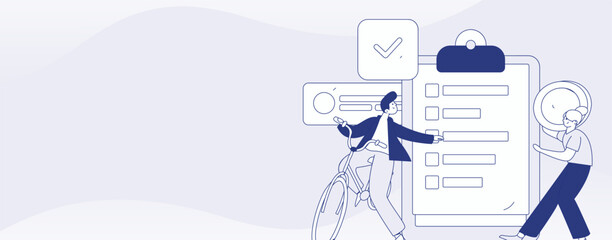 Naklejka premium Invite friends to conduct questionnaire flat vector concept operation hand drawn illustration 