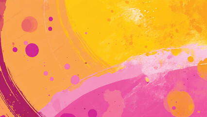 Abstract Background with Brushstrokes and Gradient, vector, pink paint splashes on an orange background, ideal for abstract art projects