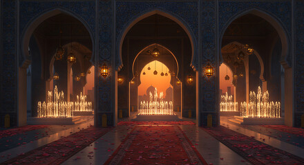 Obraz premium Eid al-Fitr celebration atmosphere with stunning Islamic architectural details