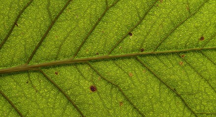 Green Leaf Close-up with Veins and Texture