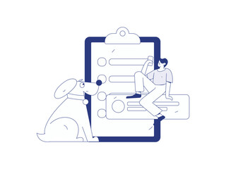Invite friends to conduct questionnaire flat vector concept operation hand drawn illustration
