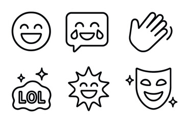 Emoji outline icons set &ndash; expressive, linear, chat and communication symbols