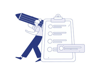 Invite friends to conduct questionnaire flat vector concept operation hand drawn illustration
