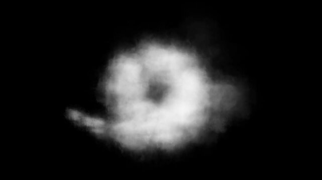 smoke and fog trail alpha channel loop animation, plane jet white smoke trail isolated on transparent background overlay motion design element