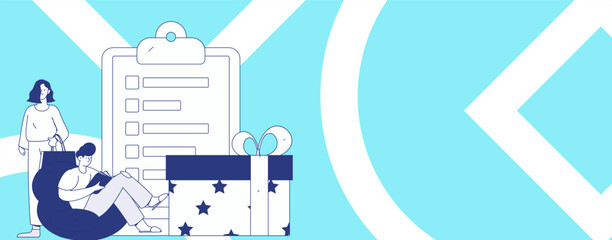 Invite friends to conduct questionnaire flat vector concept operation hand drawn illustration
