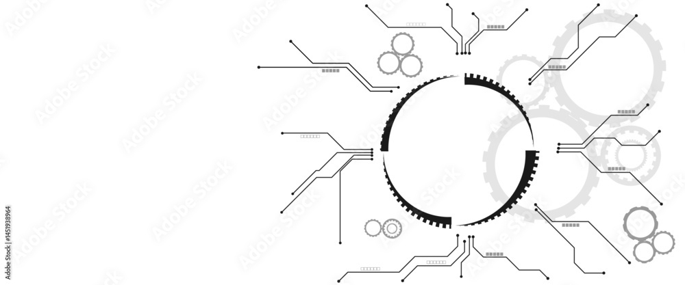 Aufkleber abstract futuristic electronic circuit technology white background, hi-tech digital technology and m