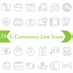  E-Commerce Line Icons. Editable Stroke. Pixel Perfect.