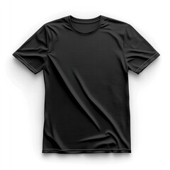 Black T-shirt mockup, front view isolated on a white background. Realistic, detailed vector illustration of a black T-shirt with no logo or print.