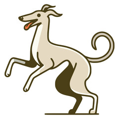 happy greyhound dog pet animal playful flat color vector illustration template design