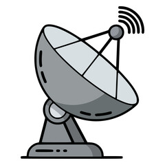 satellite dish signal transmission flat color vector illustration template design