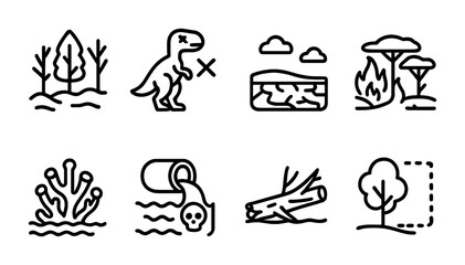 Obraz premium Environment conservation outline icons set – linear, eco, nature protection themes