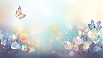 Fototapeta premium Butterfly and Flower Abstract Spring Design 