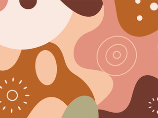 Modern Abstract Composition with Organic Shapes in Warm Tones. Colorful abstract background