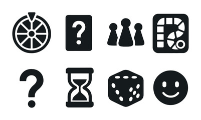 Plakat Board game icons set – solid, filled, gaming and leisure symbols