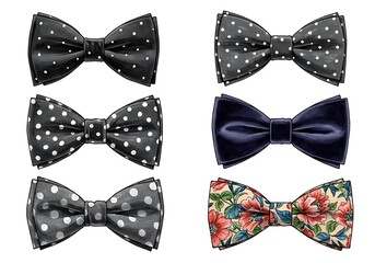 Set of classic bow ties with polka dots