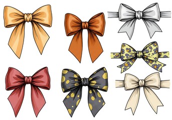 Colorful ribbon bow set with diverse styles