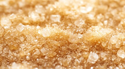 Close-up of brown sugar crystals, showcasing texture and color in a natural light. Perfect for culinary and ingredient concepts.