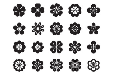 Set of Black Flower Icons