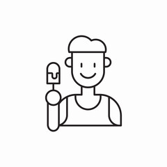 boy eats ice cream icon vector sign