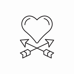 Crossed arrows cupid heart icon vector sign