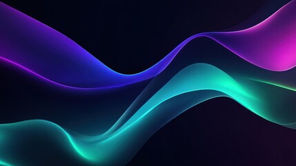 Fototapeta premium Abstract glowing waves, dark background, digital art, website banner