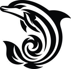Obraz premium Leaping Heraldic Dolphin Symbol
