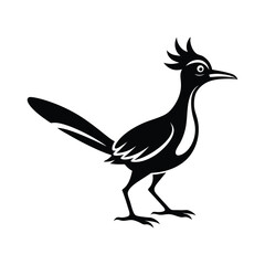 Fototapeta premium Minimal, Roadrunner bird icon sign of silhouette vector illustration